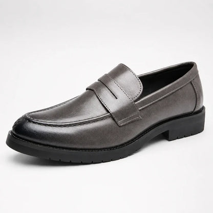 Men’s Square Toe Leather-Look Loafers