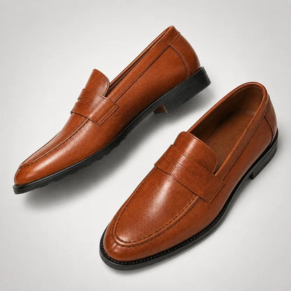 Men’s Square Toe Leather-Look Loafers