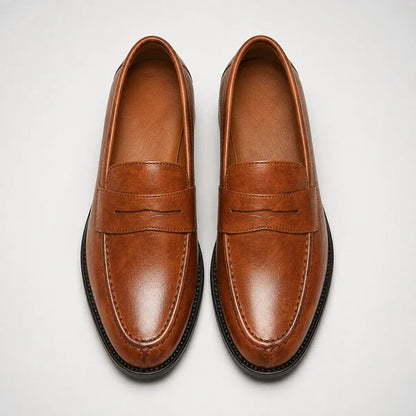 Men’s Square Toe Leather-Look Loafers
