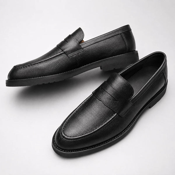 Men’s Square Toe Leather-Look Loafers