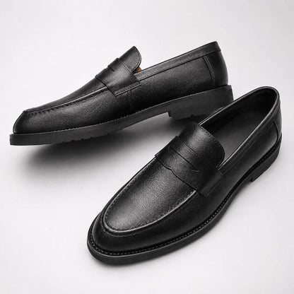 Men’s Square Toe Leather-Look Loafers