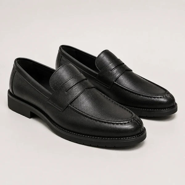 Men’s Square Toe Leather-Look Loafers