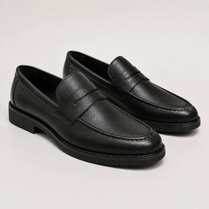 Men’s Square Toe Leather-Look Loafers