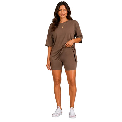 Women's Relaxed Tee & Biker Shorts Set
