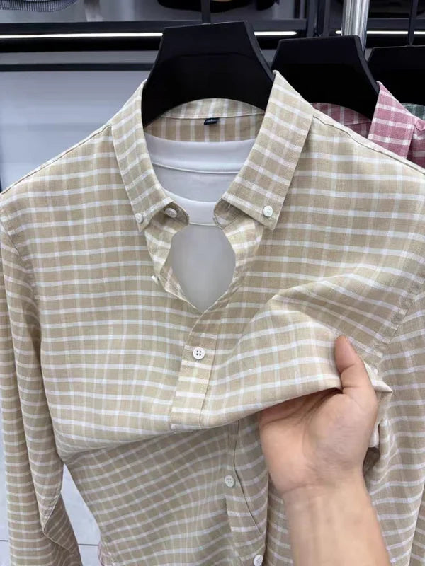 Men’s Grid Button-Front Shirt