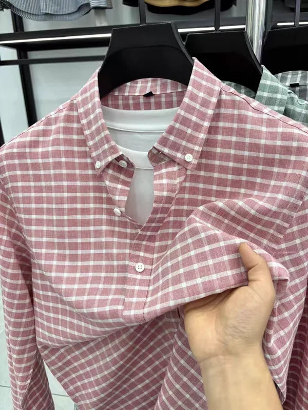 Men’s Grid Button-Front Shirt