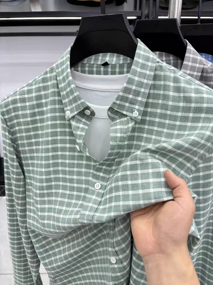 Men’s Grid Button-Front Shirt