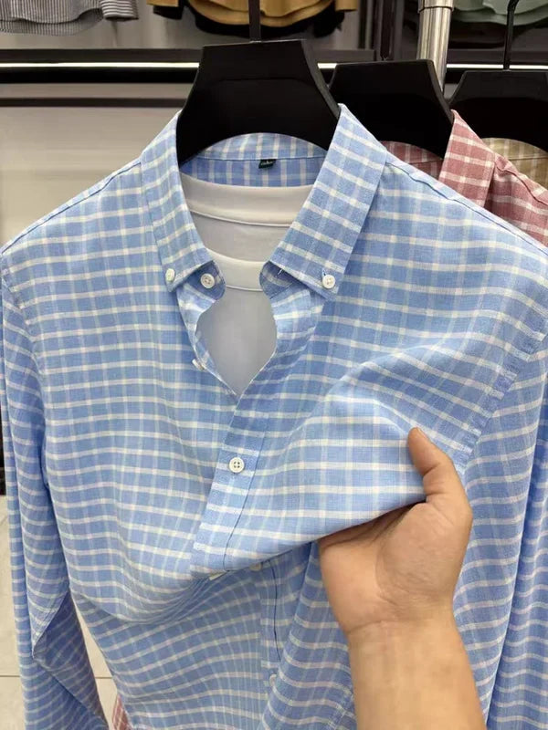 Men’s Grid Button-Front Shirt