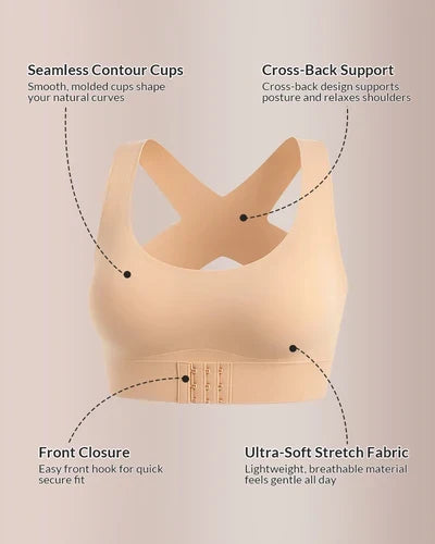 Women’s Cross-Back Front-Closure Wireless Bra