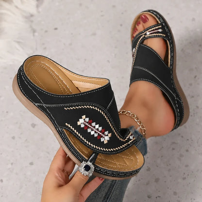 Women’s Embroidered Casual Slip-On Sandals