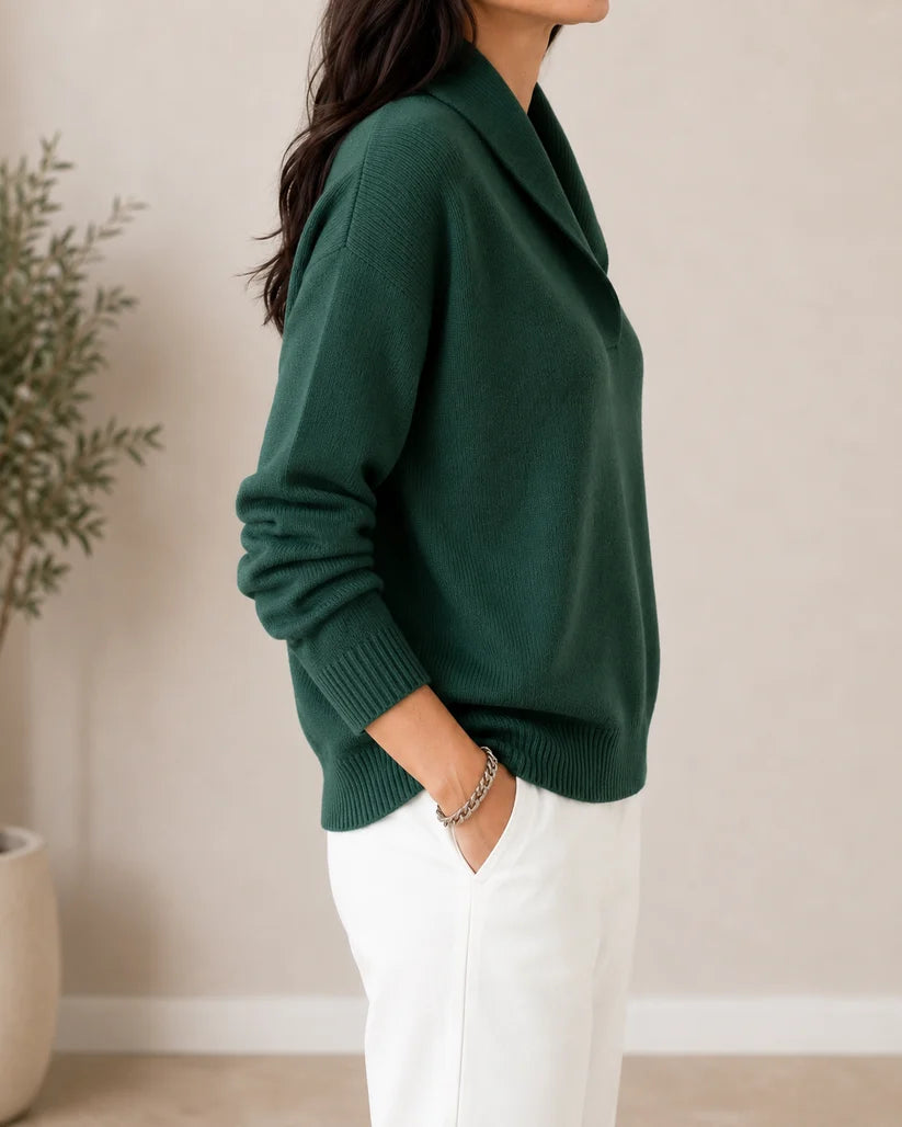 Women's V-Neck Collared Sweater