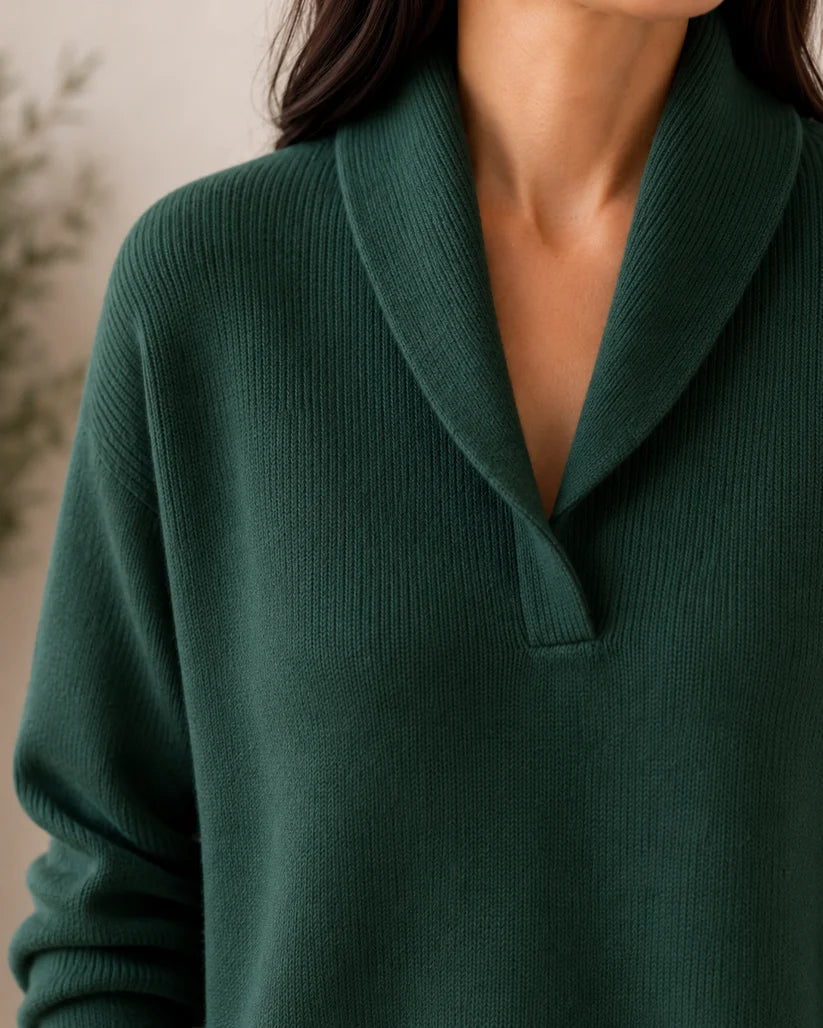 Women's V-Neck Collared Sweater