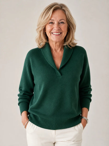 Women's V-Neck Collared Sweater