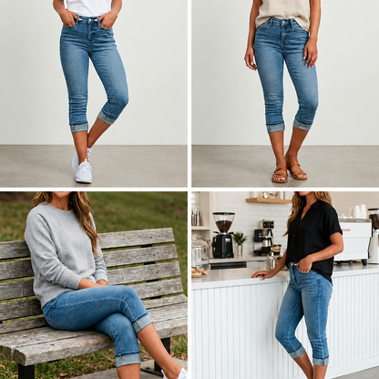 Women's Slim Fit Cropped Denim Jeans