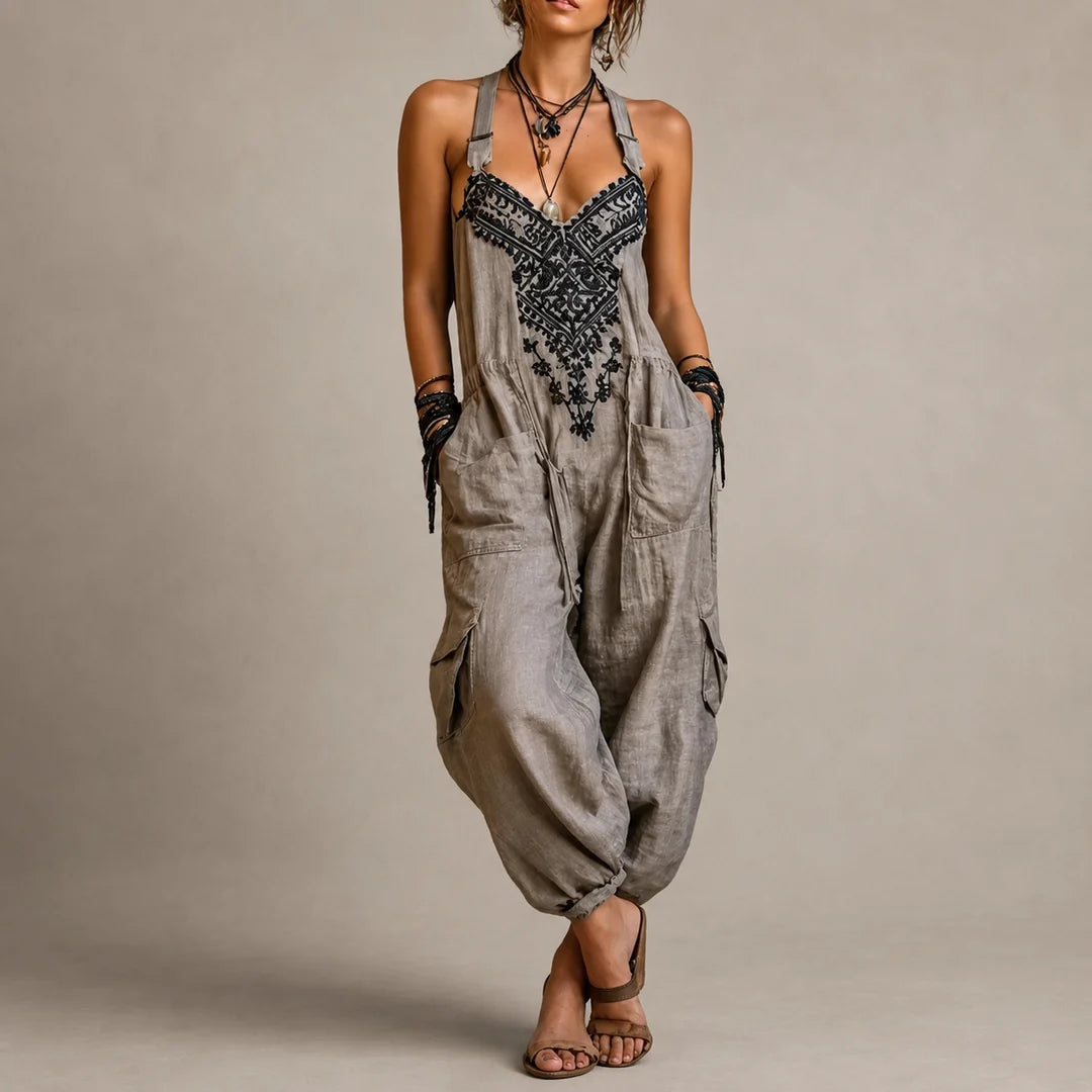 Women's Embroidered Utility Jumpsuit