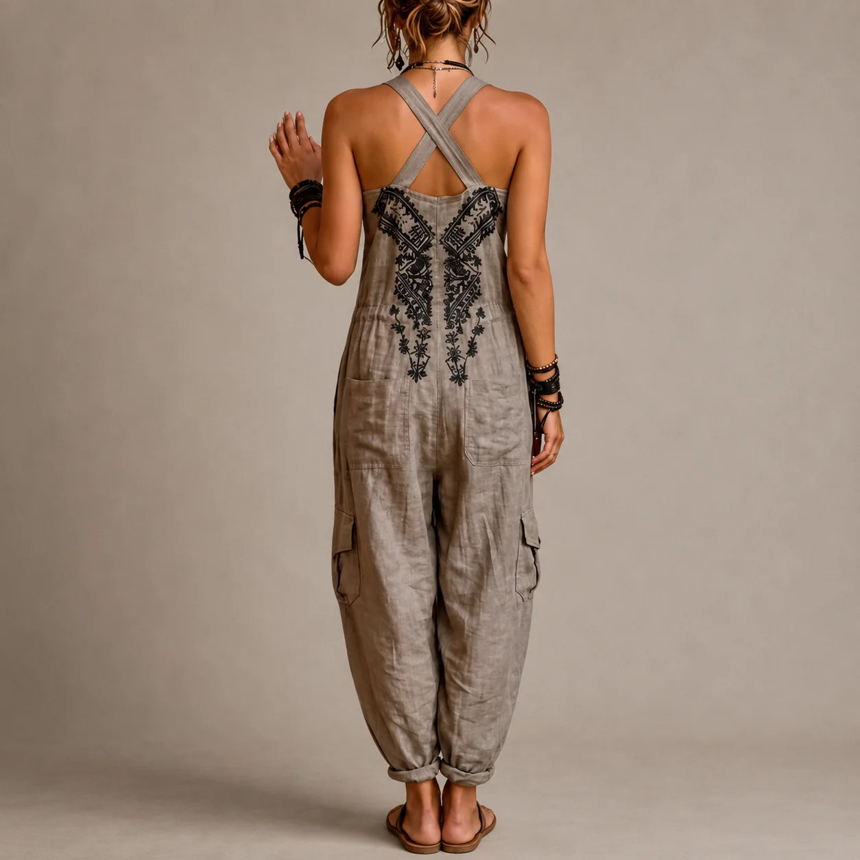 Women's Embroidered Utility Jumpsuit