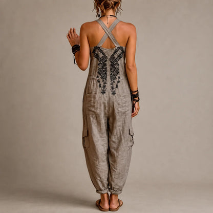 Women's Embroidered Utility Jumpsuit
