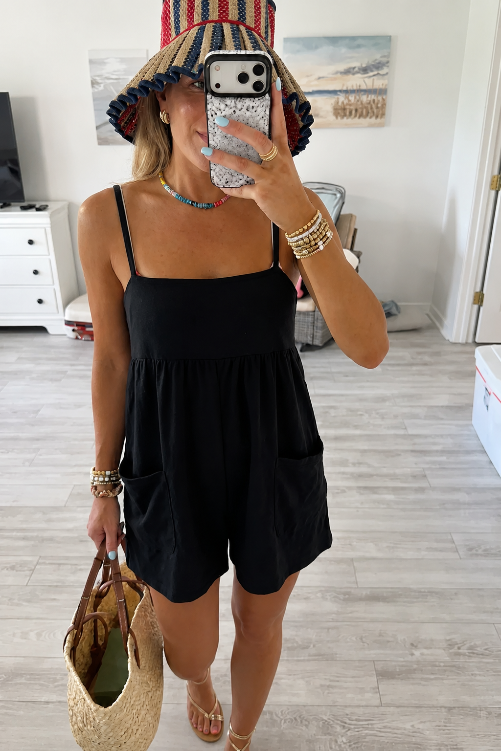 Women's Square Neck Pocket Romper