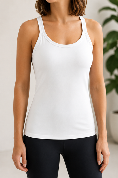 Women's Built-In Bra Ribbed Tank Top