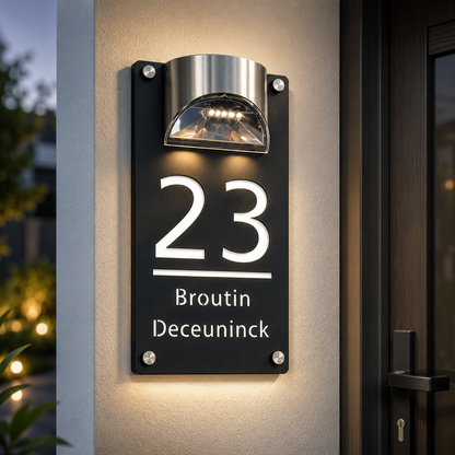 Solar LED Illuminated House Number Plaque