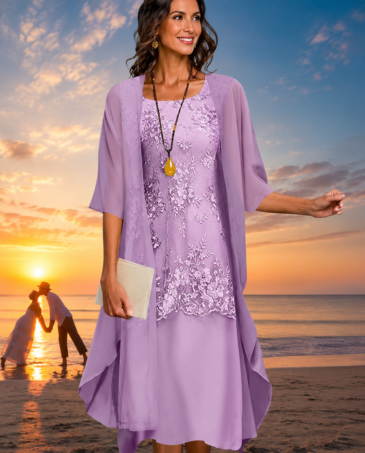 Women's Lace Overlay Dress Set