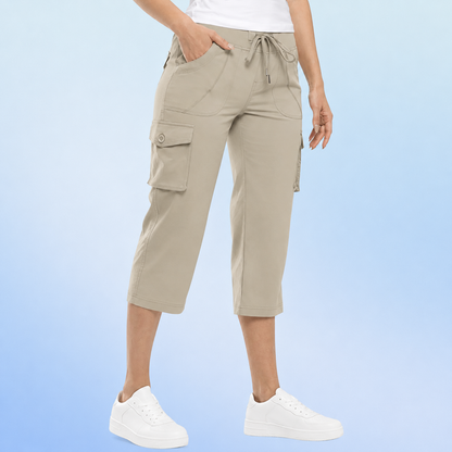 Women's Drawstring Cargo Capri Pants