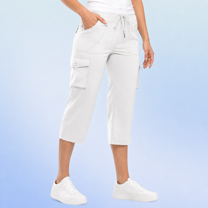 Women's Drawstring Cargo Capri Pants