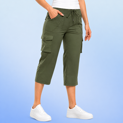 Women's Drawstring Cargo Capri Pants