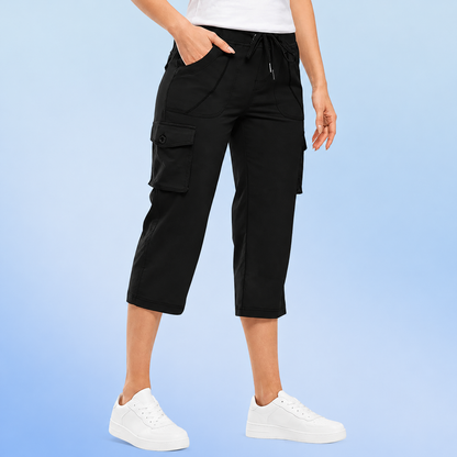 Women's Drawstring Cargo Capri Pants