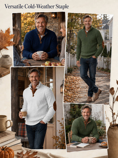 Men's Cable-Knit Henley Sweater