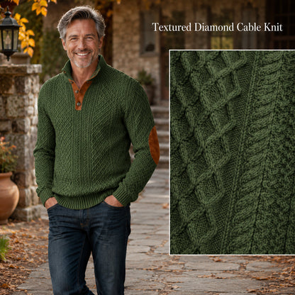 Men's Cable-Knit Henley Sweater