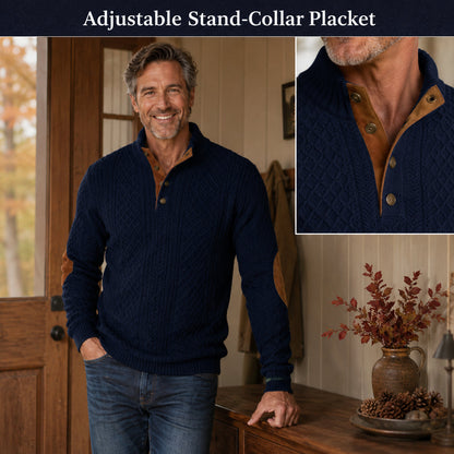 Men's Cable-Knit Henley Sweater