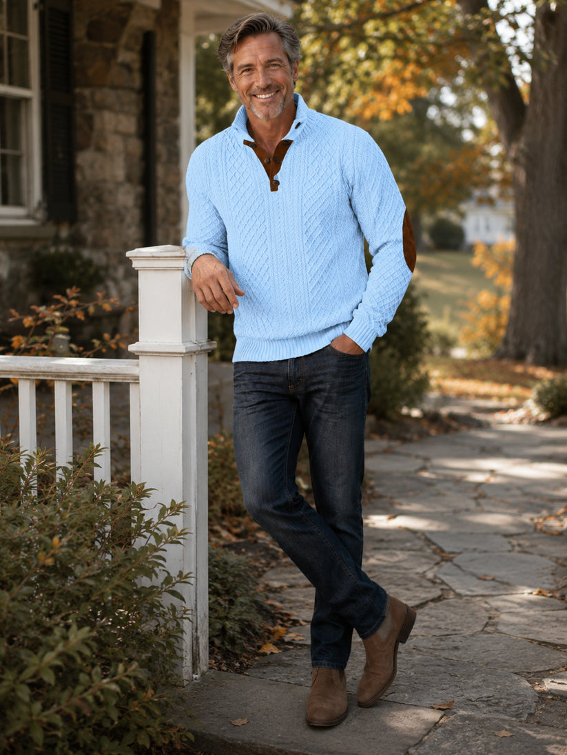 Men's Cable-Knit Henley Sweater