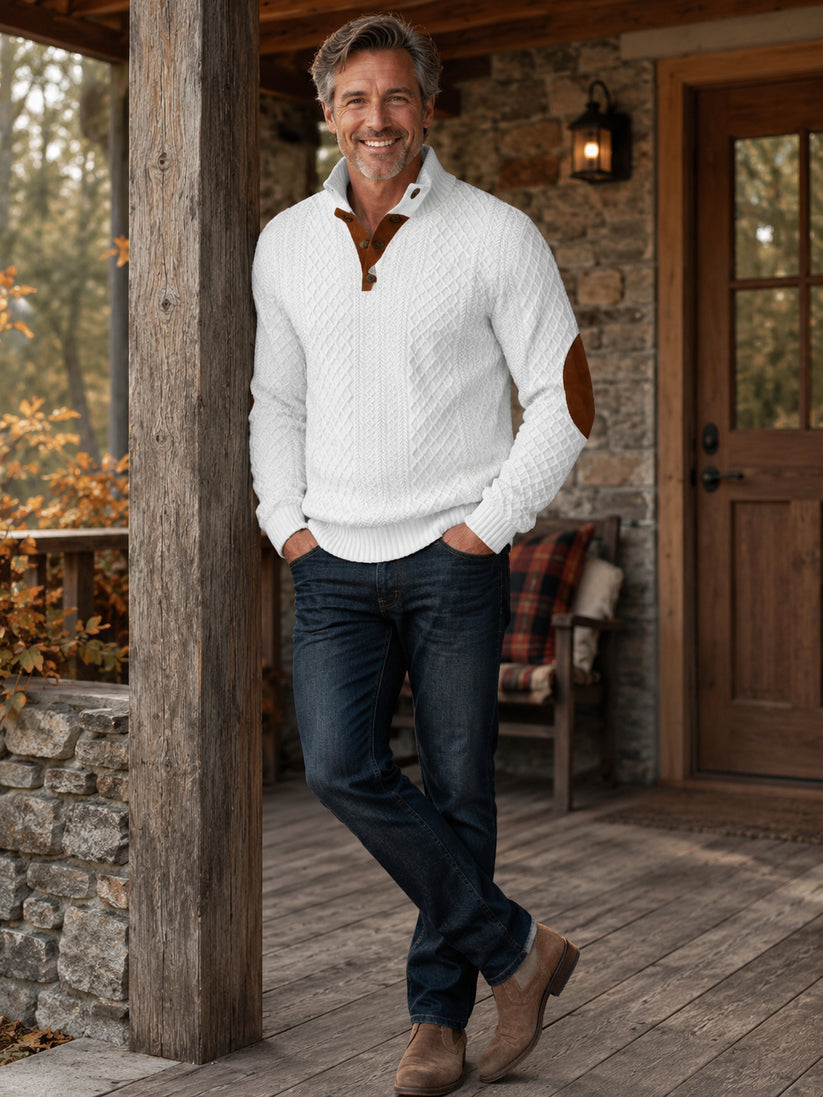 Men's Cable-Knit Henley Sweater