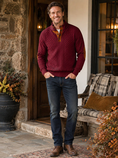 Men's Cable-Knit Henley Sweater