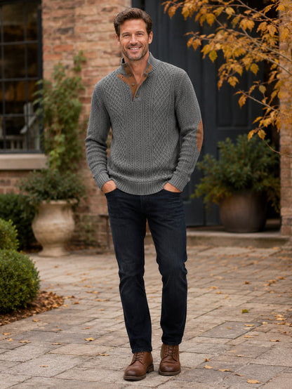 Men's Cable-Knit Henley Sweater