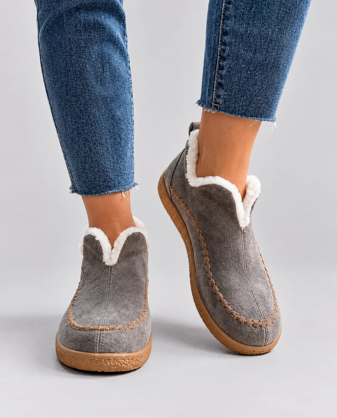 Women's Ankle Boots with Stitched Trim
