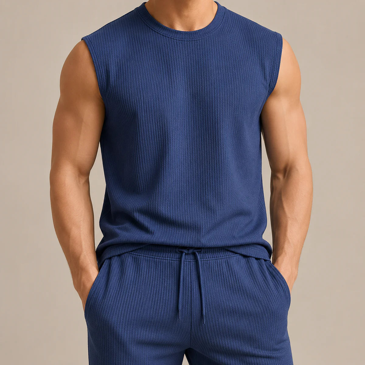 Men's Sleeveless Knit Pants Set