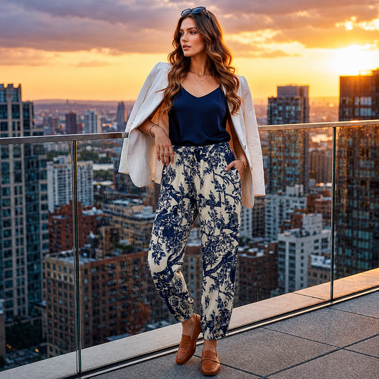 Women's Patchwork Print Jogger Pants