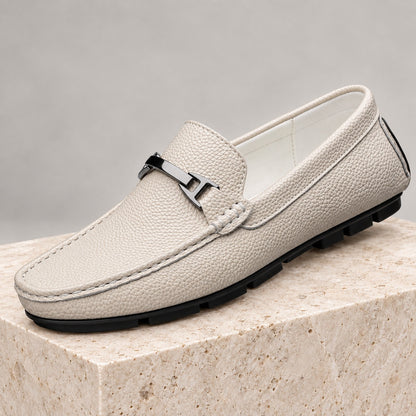 Men's Textured Loafers with Metal Accent