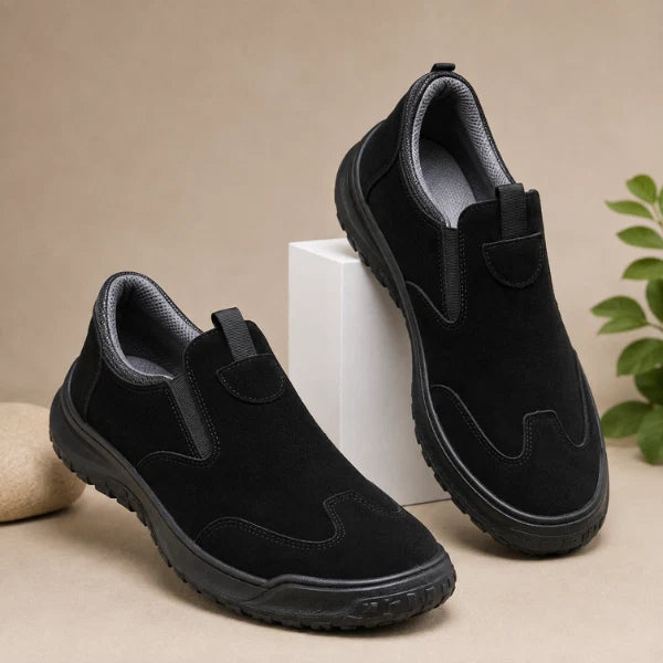 Men's Slip-On Shoes with Stitched Panel Detailing