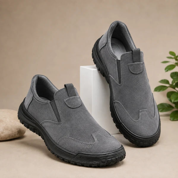 Men's Slip-On Shoes with Stitched Panel Detailing