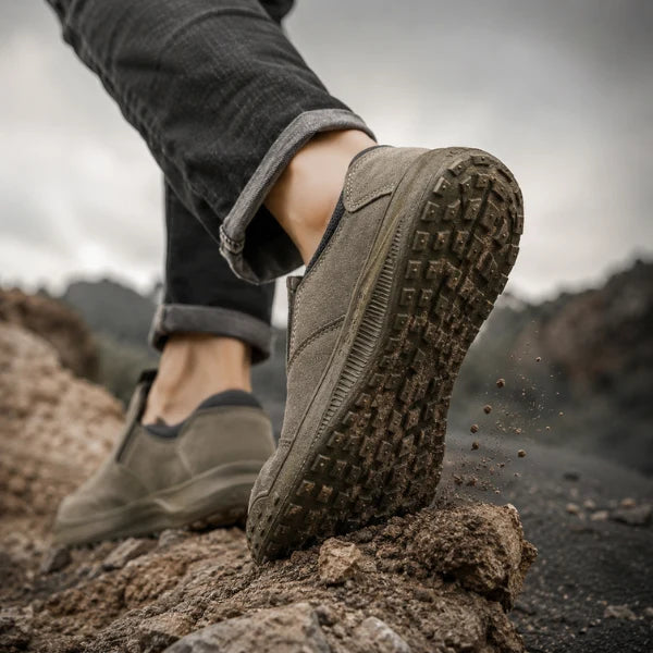 Men's Slip-On Shoes with Stitched Panel Detailing
