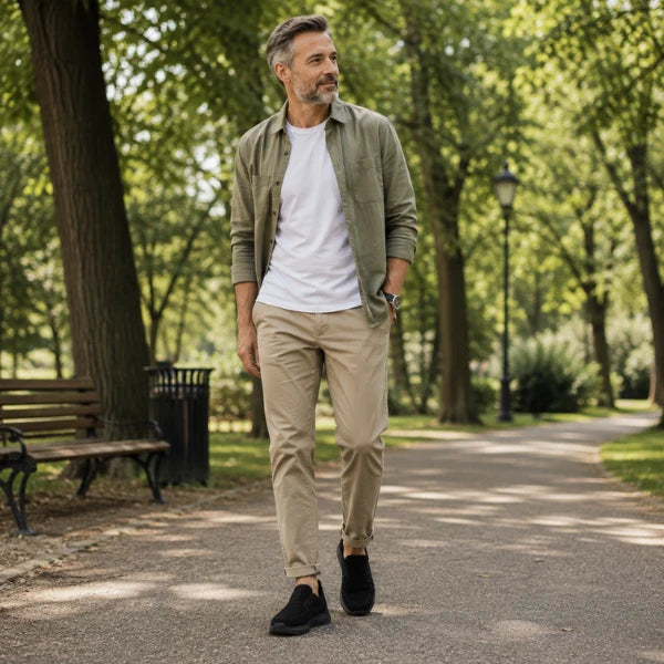 Men's Slip-On Shoes with Stitched Panel Detailing