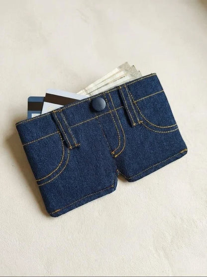 Denim-Inspired Mini Folding Wallet