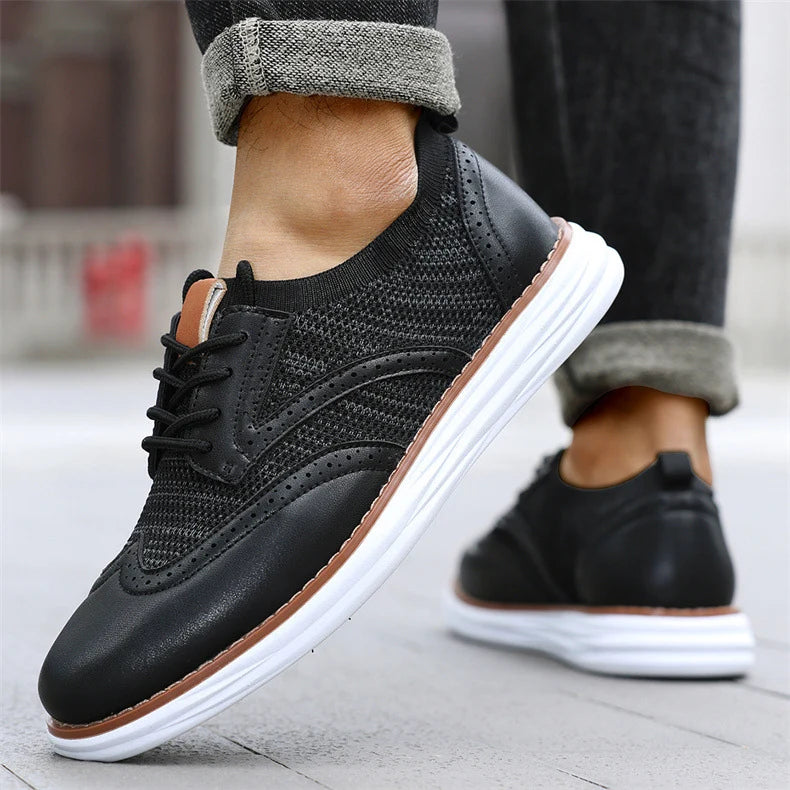Men's Lace-Up Mesh Panel Casual Sneakers