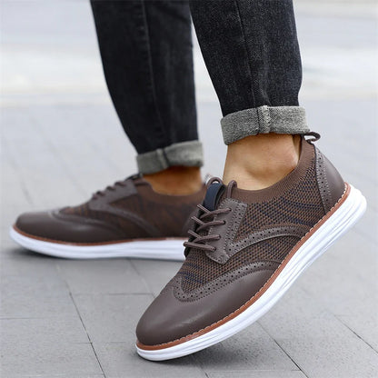 Men's Lace-Up Mesh Panel Casual Sneakers
