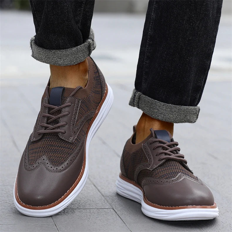 Men's Lace-Up Mesh Panel Casual Sneakers