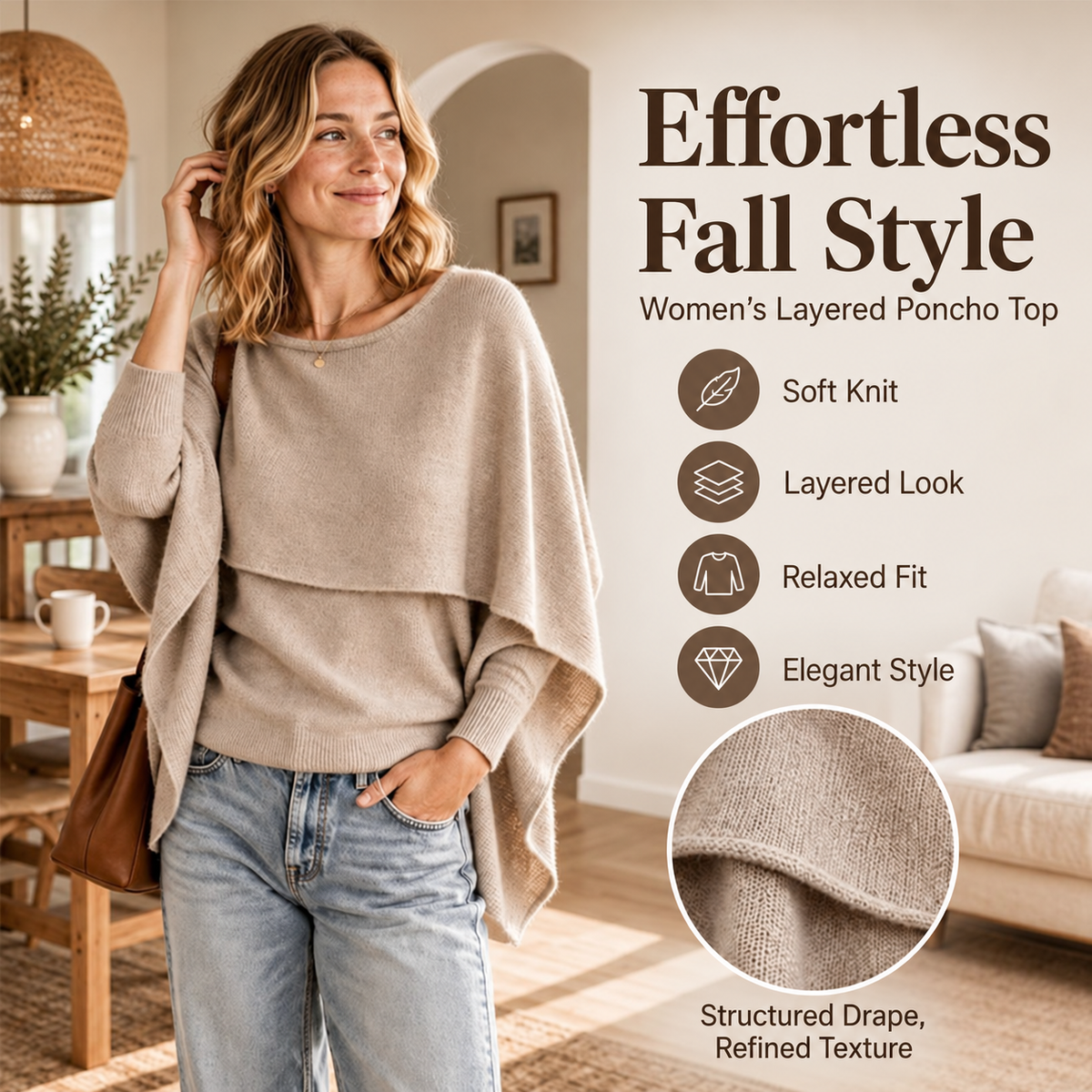 Women's Draped Overlay Knit Top