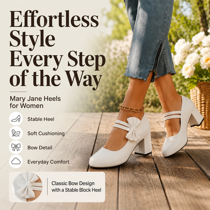 Women's Bow Strap Block Heel Shoes